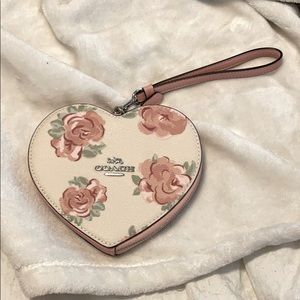Coach heart shaped wristlet